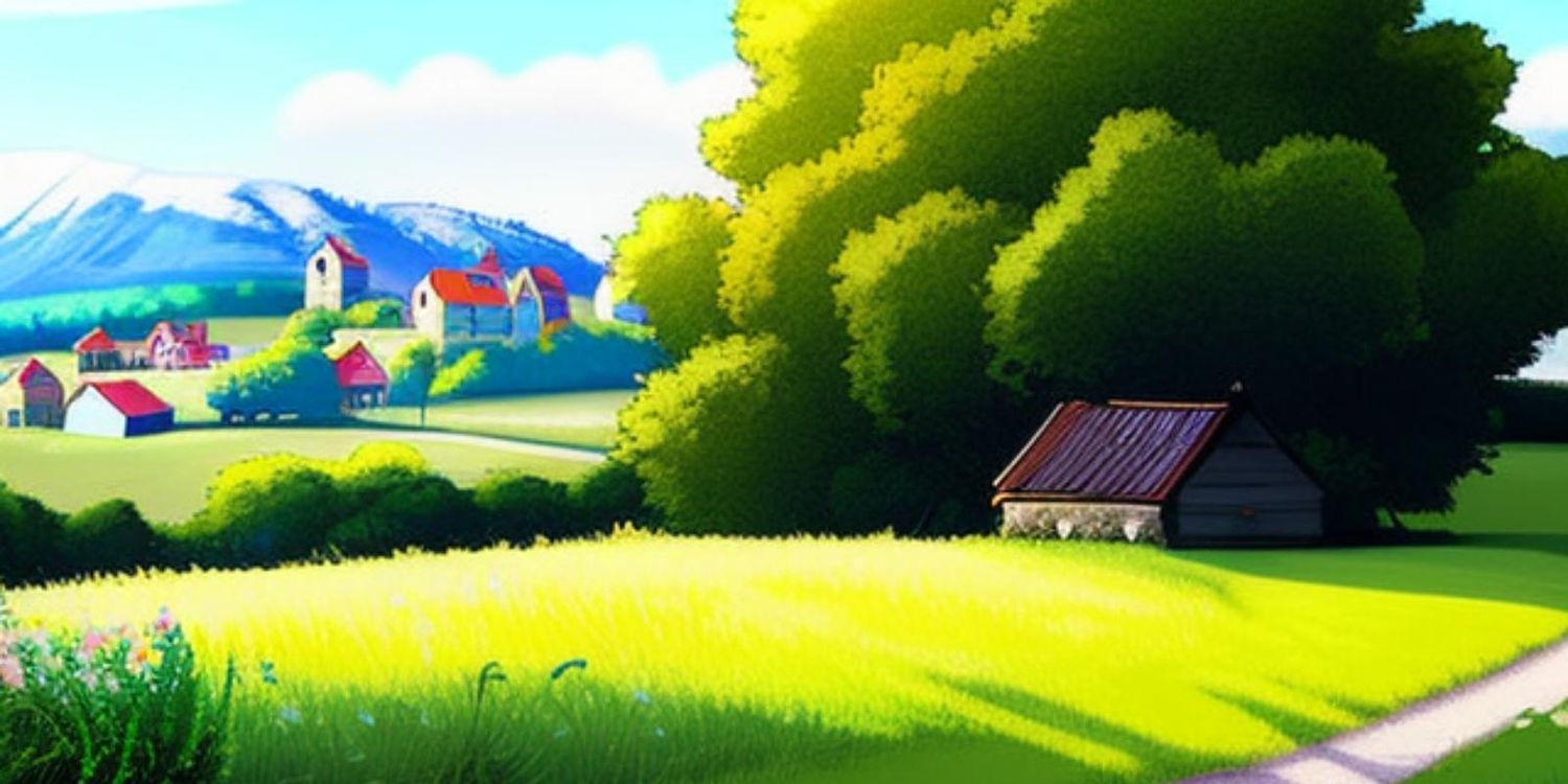 Otros cuentos para dormir 27 Dibujo de un paisaje digno de un cuento en referencia a otros cuentos para dormir