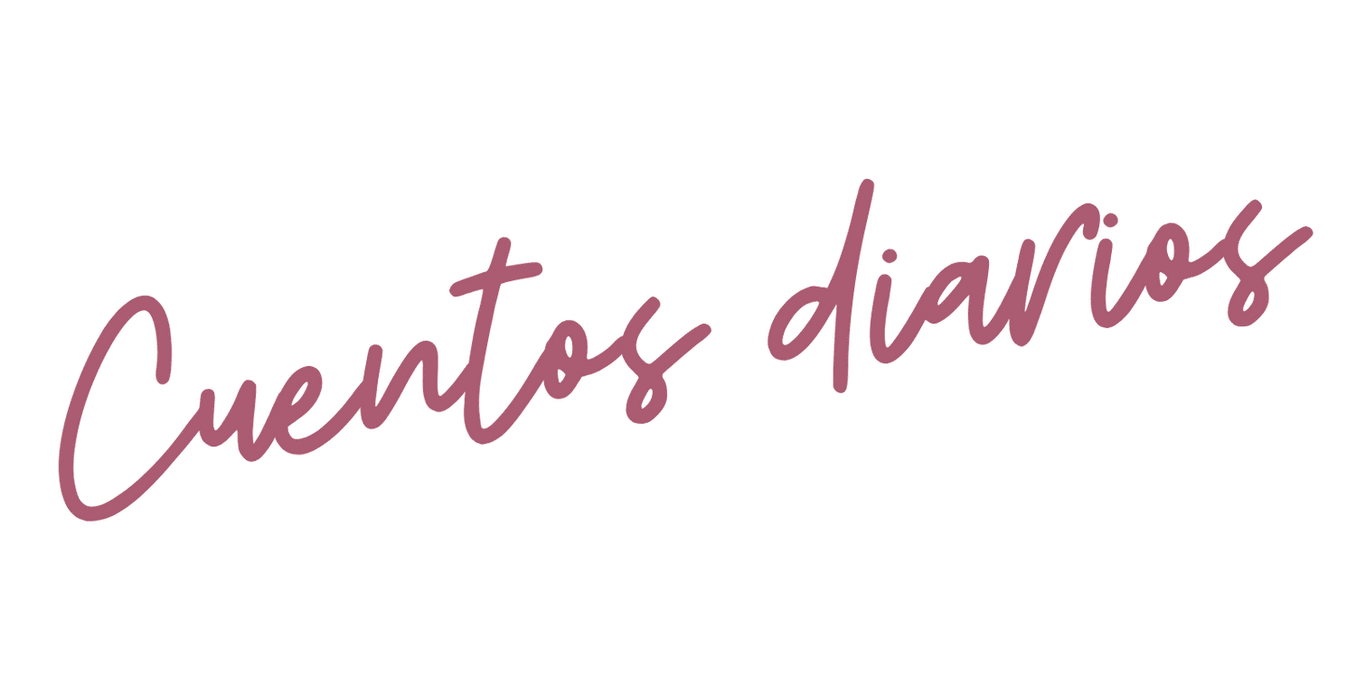 Logotipo de Cuentos Diarios sobre un suave color rojizo.