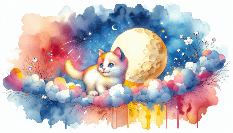 Cuento: El gatito y la Luna de Algodón y las canciones de cuna desde el cielo