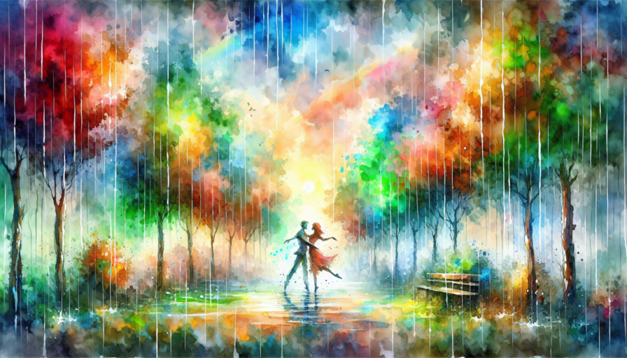 Cuento: Historia bajo la lluvia y el baile de amor en el parque olvidado