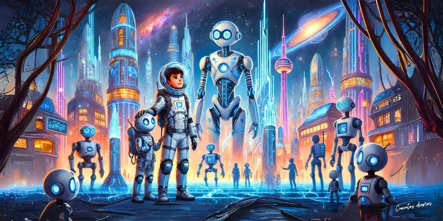 Cuento: El niño astronauta y su aventura en el planeta de los robots amigables