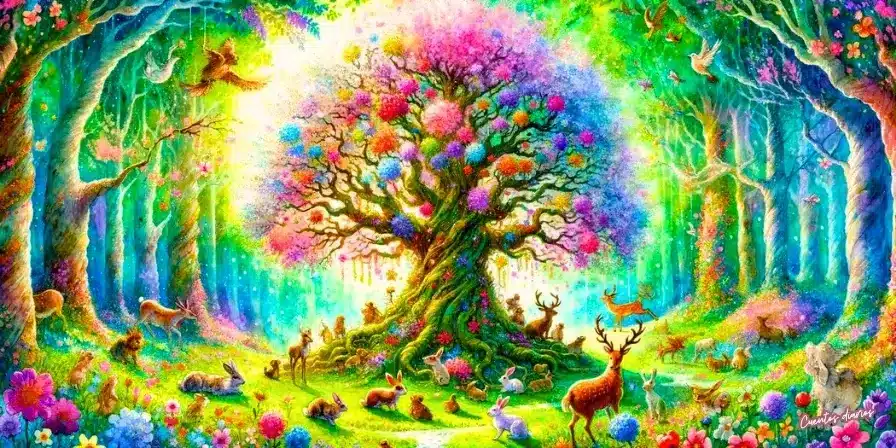 Cuento: El árbol mágico de la primavera 16 Dibujo de un árbol mágico de cuento.