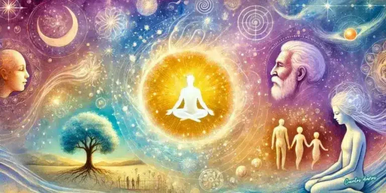 Representación artística del alma, el universo y la conexión espiritual entre generaciones, Dibujo en acuarelas.