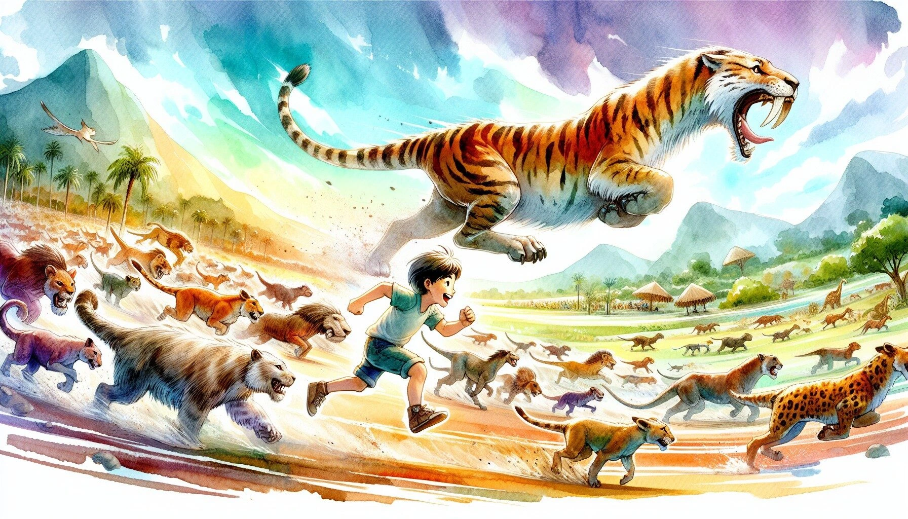 La carrera del siglo entre un niño y un tigre dientes de sable