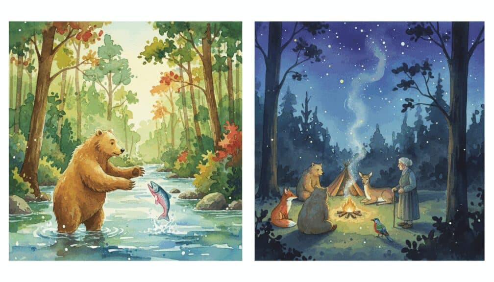 El Oso Pescador y el Río de los Deseos: Un Viaje de Descubrimiento 6