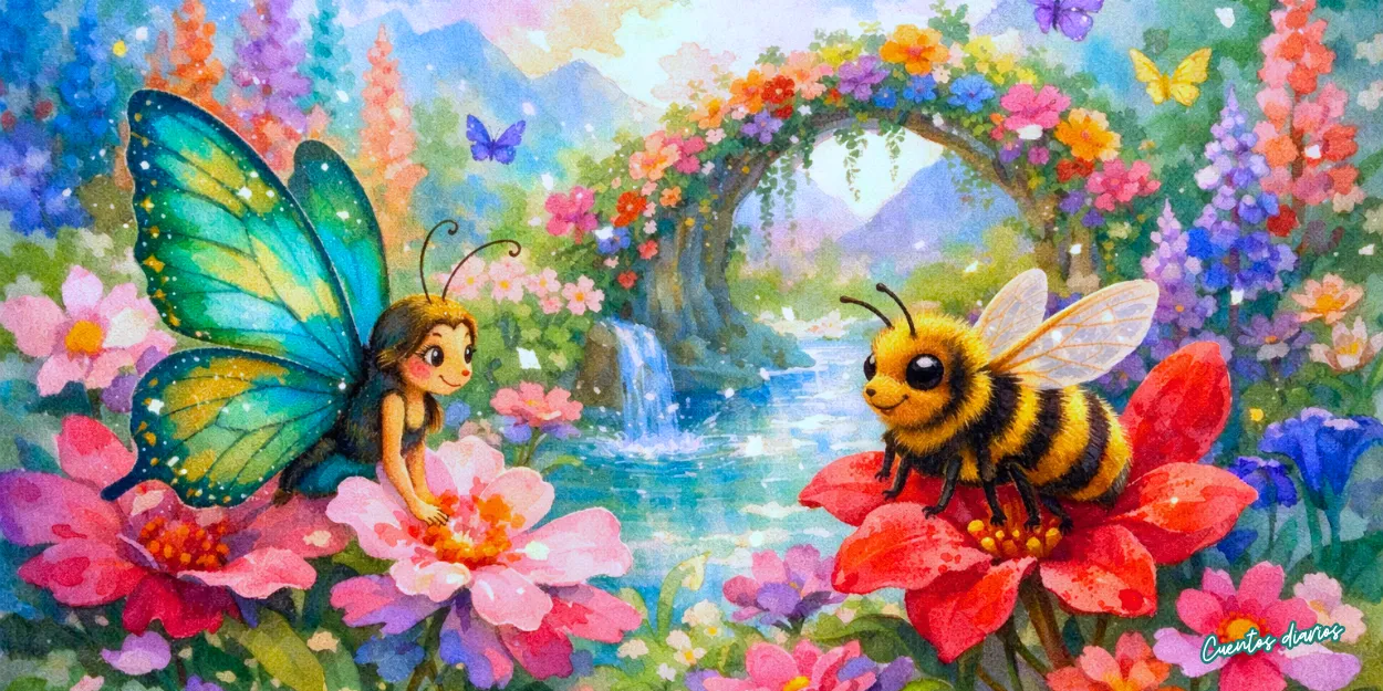 Cuento: «La mariposa y la abeja que compartían juegos»