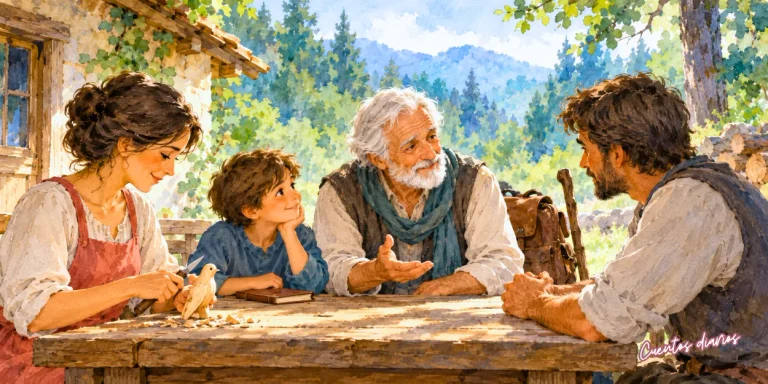 Don Gregorio conversa con una familia durante su viaje mientras comparte sus consejos y lecciones de vida.
