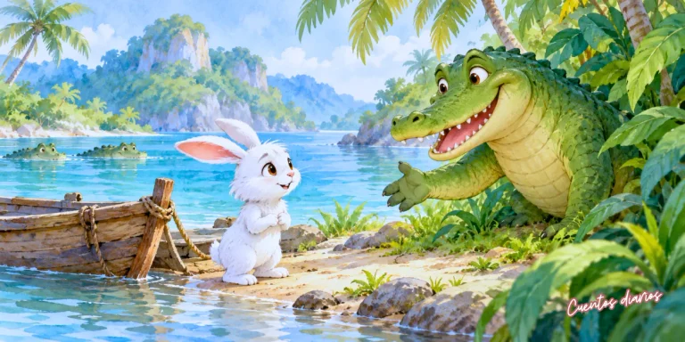Pelusa, el conejo, conoce a Croco, un cocodrilo amistoso, en la isla donde descubrirá una comunidad muy diferente a lo que imaginaba.